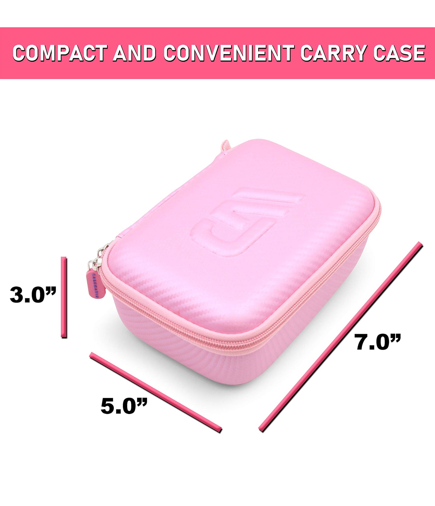 CASEMATIX Pink Travel Case Compatible with Blinger Deluxe Glam Collection, Refill Gems, Bedazzler Kit with Rhinestones, Hair Gem