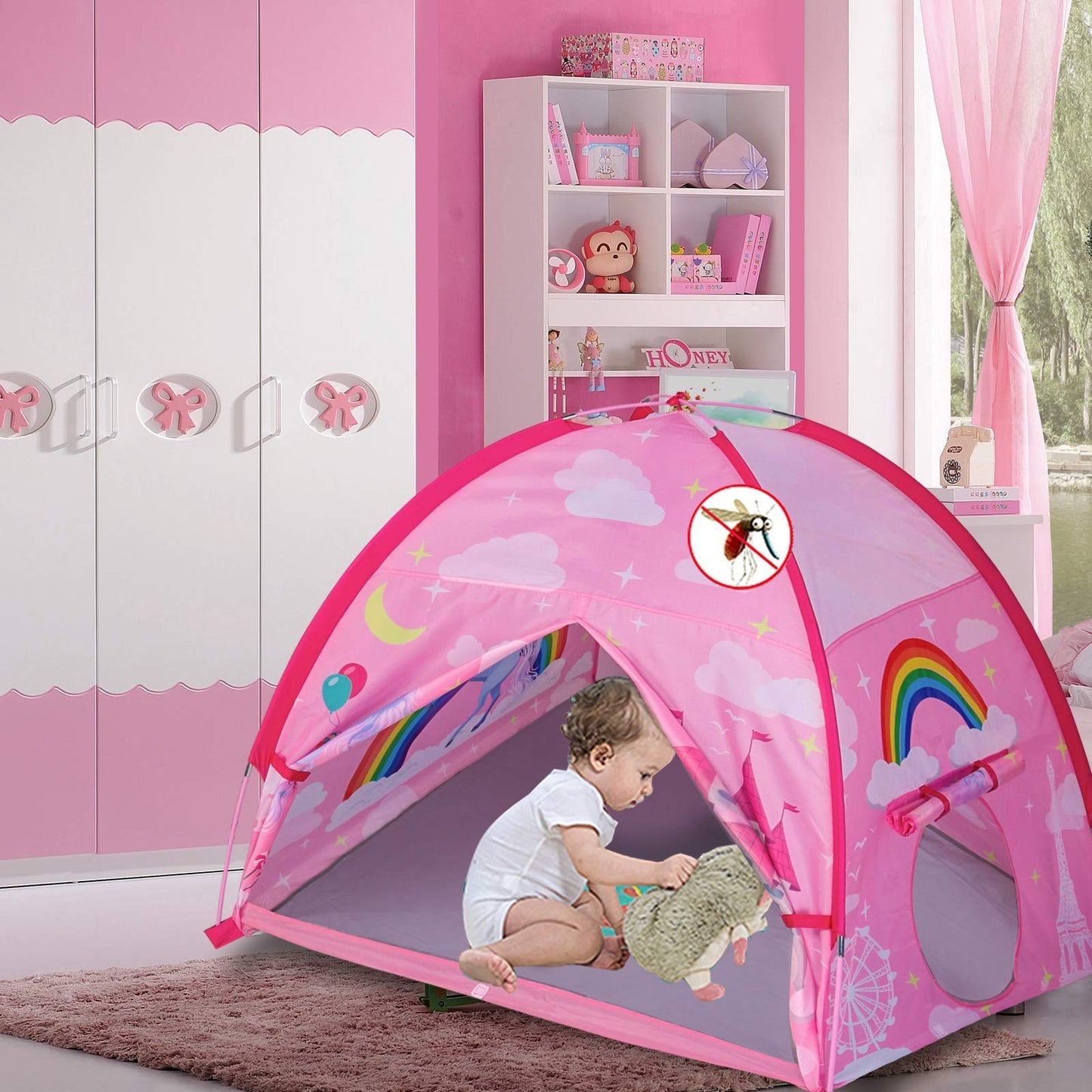 Mountrhino Kids Play Tent 48”X48”X42” Pink Unicorn Princess Playhouse Tent For Kids Indoor Outdoor Children Dome Tent For Girls Boys Camping Playground Perfect Kid’S Gift