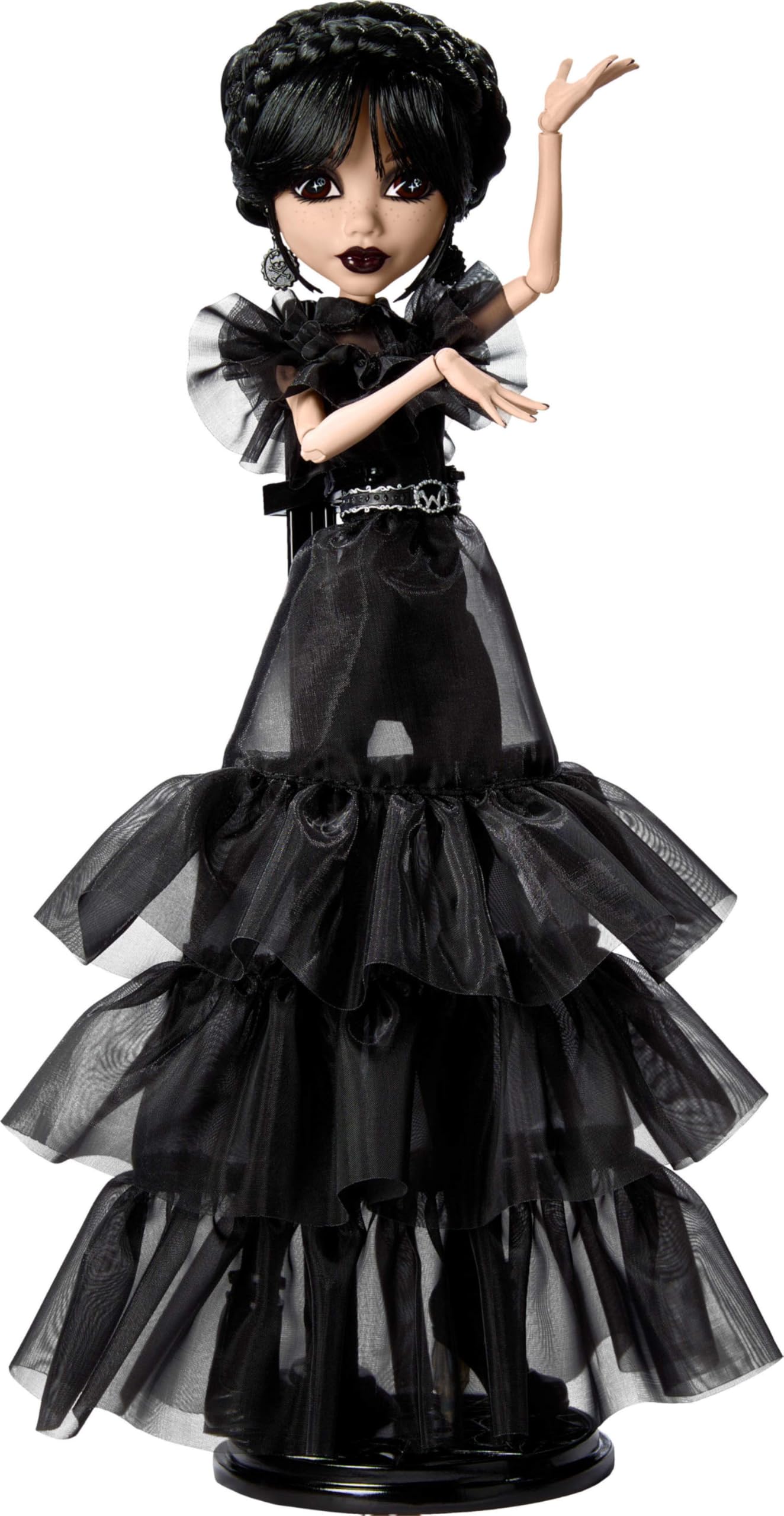 Monster High Wednesday Doll, Rave’N Wednesday Collectible In Black Gothic Gown Inspired By Dance Scene, Premium Accessories And Doll Stand