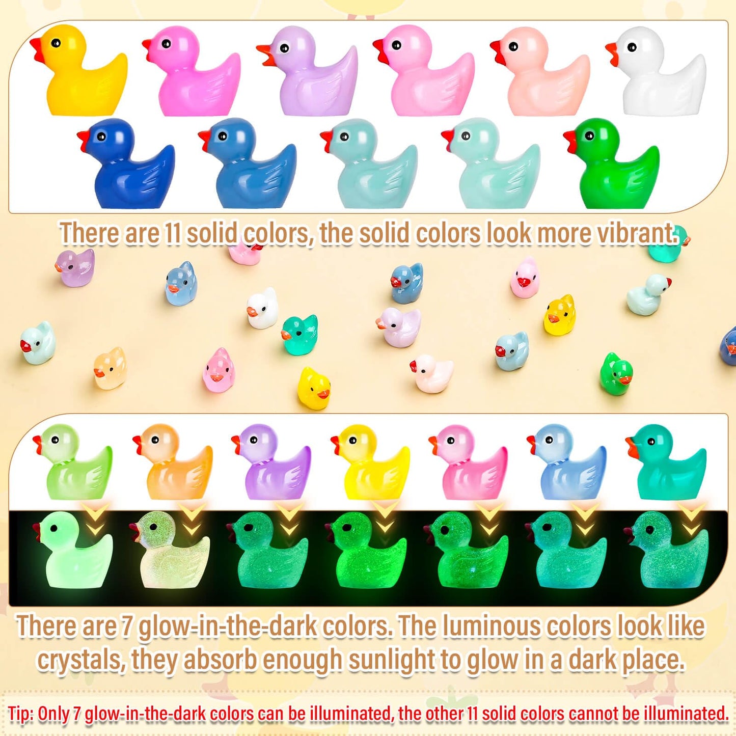 selizo 180Pcs Mini Resin Ducks, Tiny Duck for Micro Landscape Fairy Garden, Dollhouse Ornament for Hide and Seek Prank, Party Fa