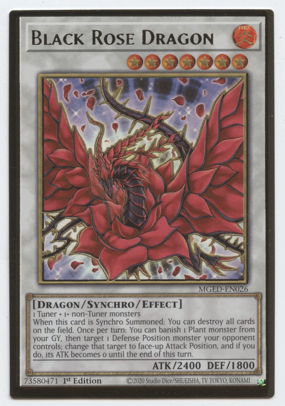 Black Rose Dragon - Mged-En026 - Premium Gold Rare - 1St Edition