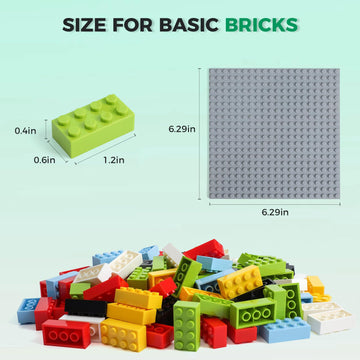 HUIZDQ 500 Piece Classic Building Bricks and 1 Gray Baseplate 2x4 Bricks Bulk Creative Building Toys Blocks Bulk for Kids Ages 6+ 6 Colors