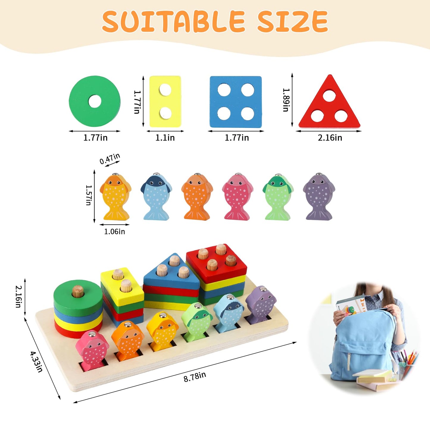 Merabufa Montessori Toys For 1 2 Years Old,Baby Sorting Stacking Toys For Toddlers Shape Sorters Wooden Block Birthday Gifts For