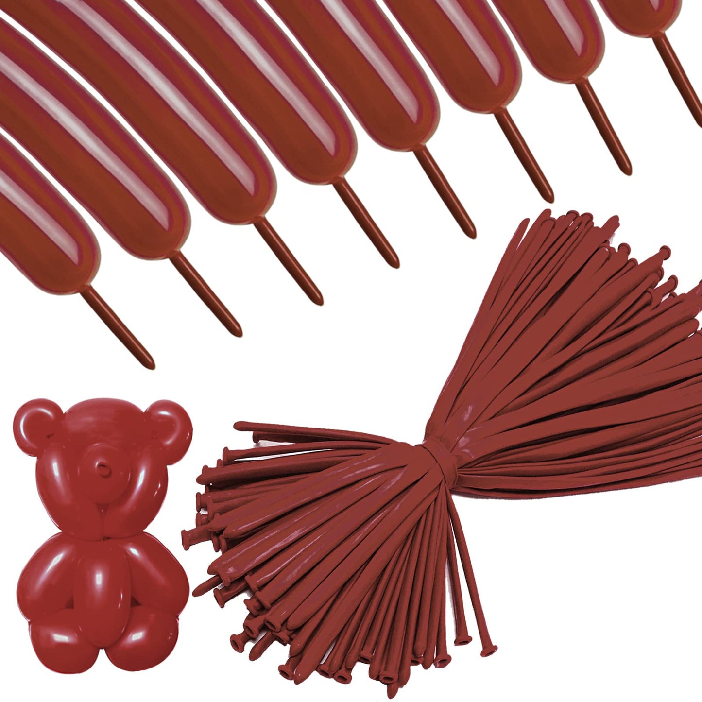 260 Long Balloons 100 Pack Coffee Brown Twisting Animal Balloons Thickening Latex Modeling Long Magic Balloons For Animal Model