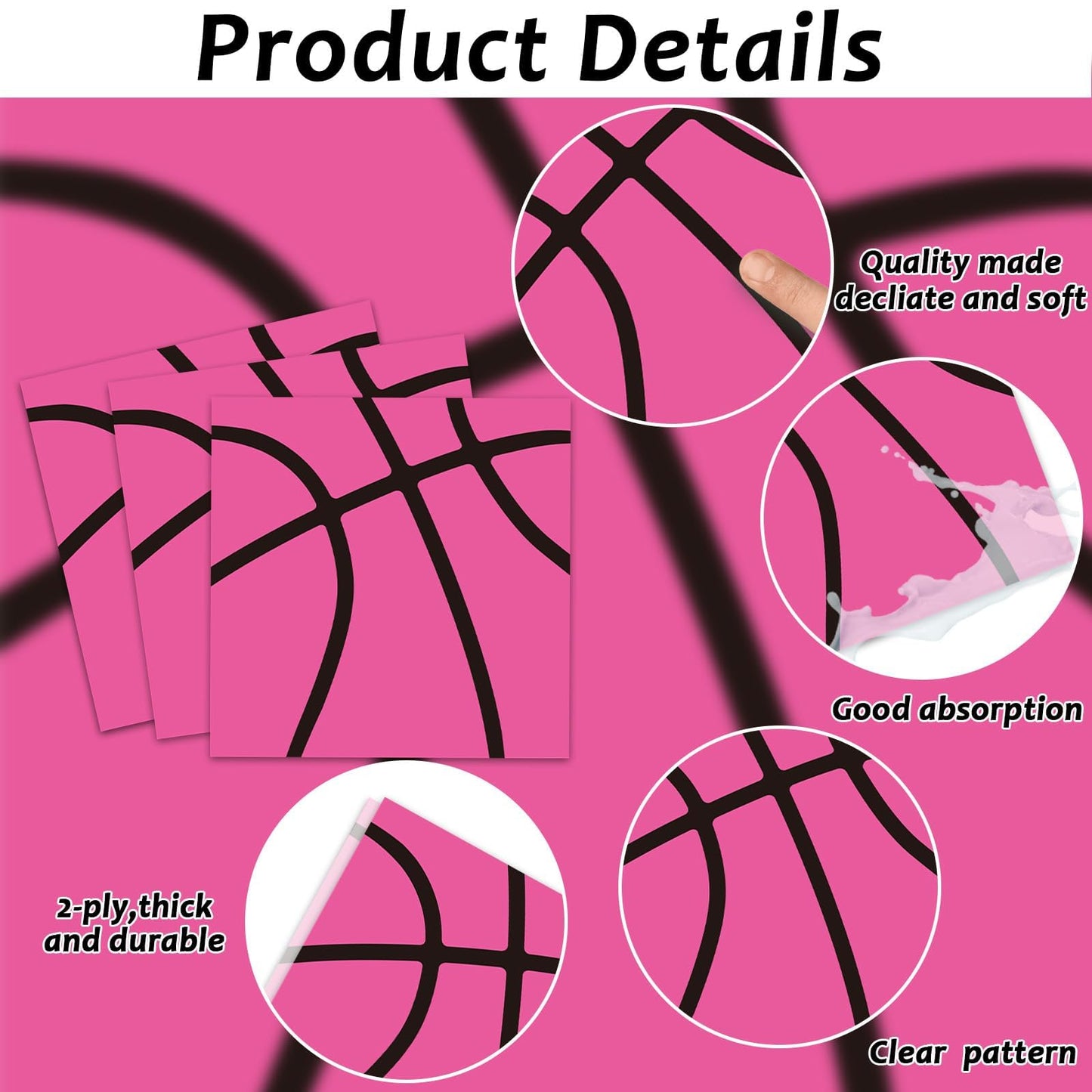 Gisgfim 96 Pcs Pink Basketball Party Supplies Paper Plates Napkins Basketball Sport Theme Birthday Party Tableware Decorations F