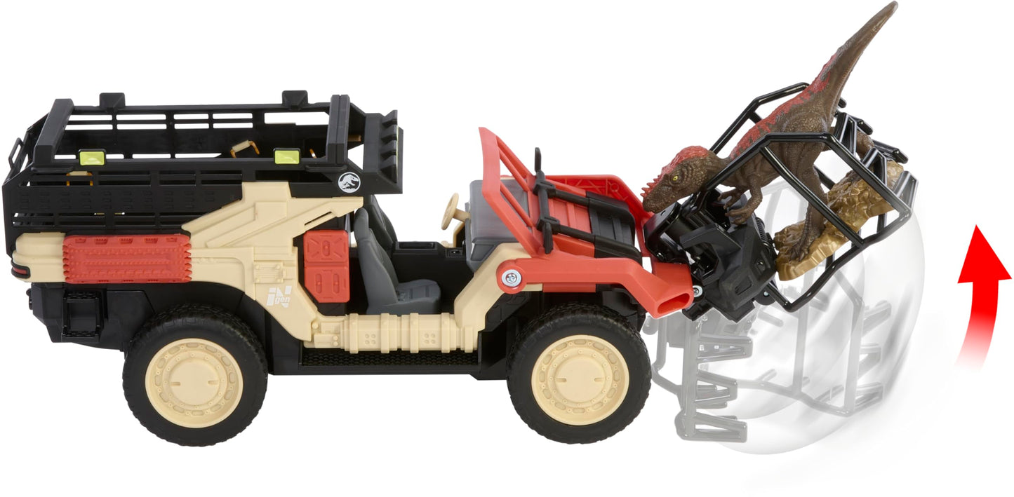 Matchbox RC Jurassic World Toy Truck, Remote-Control Battery-Operated Vehicle with Dinosaur Figure, Dino Catcher RC & Capture Ca