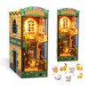 Diy Book Nook Kit, Diy Dollhouse 3D Wooden Puzzles Booknook Bookshelf,Bookends Model Build-Creativity Kit, Light Up Tiny Miniatu