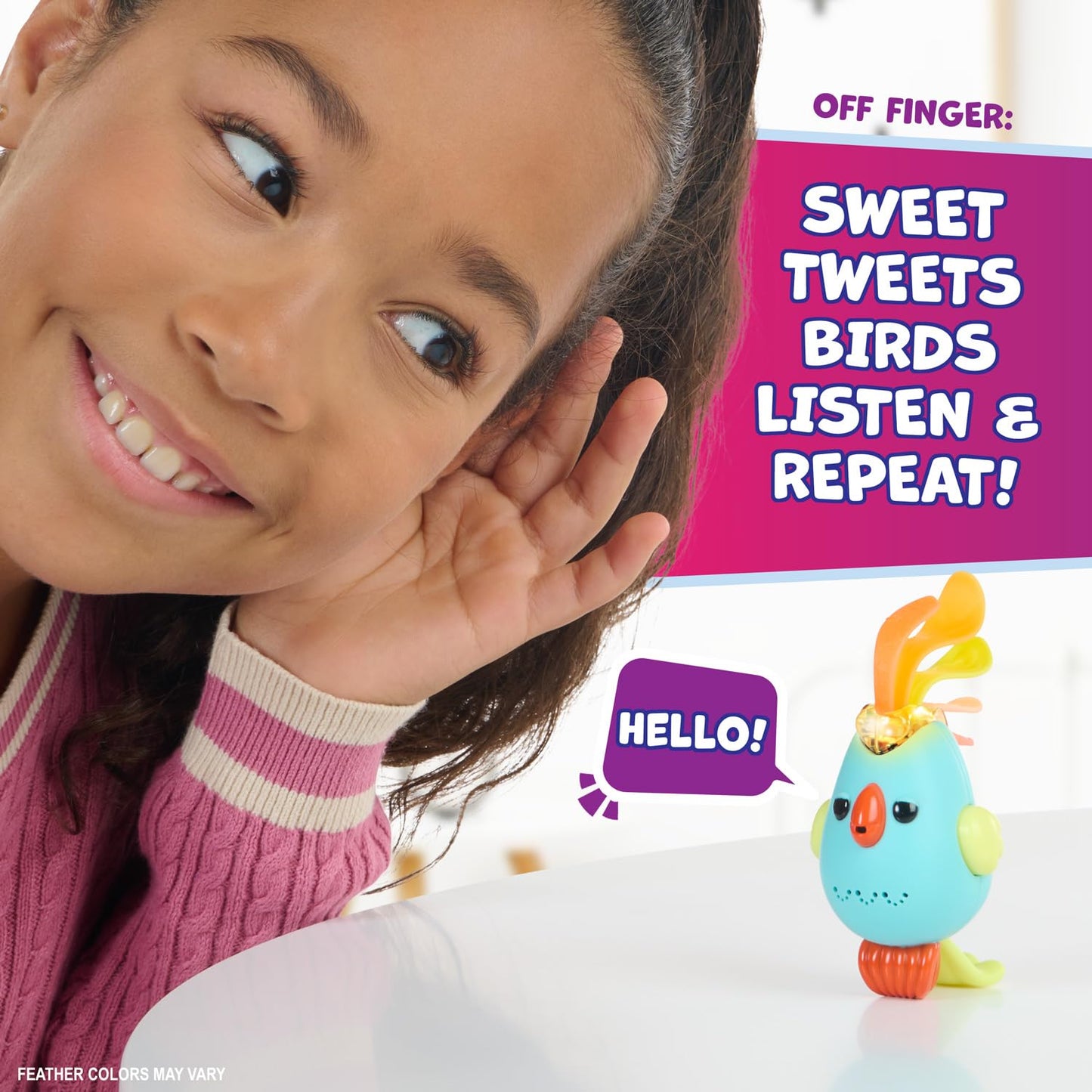 Fingerlings Interactive Bird Debbie - Record & Play Secret Messages, 40+ Sounds, 3.14 x 3.14 x 4.92, Pink Color
