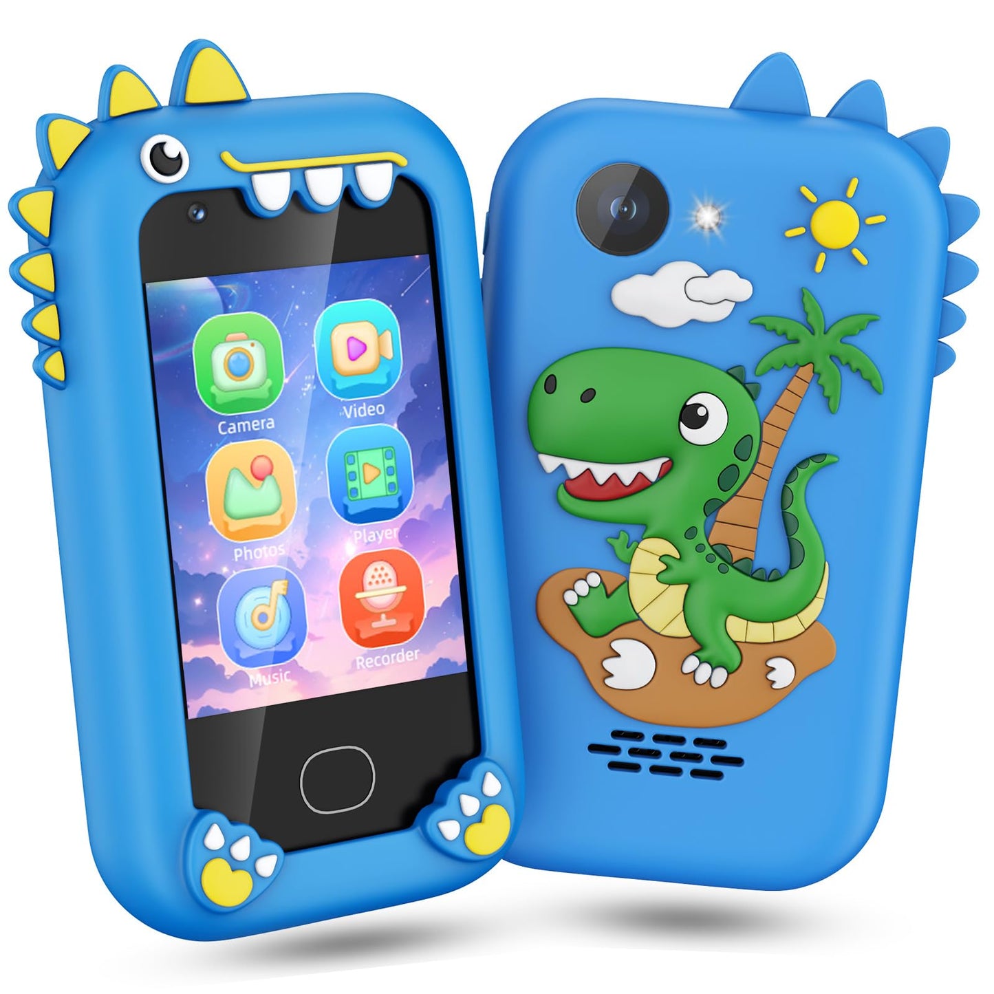 Gocina Kids Smart Phone Toys, Touchscreen Dual Camera Cell Phone for Kids, Birthday Gifts Dinosaur Toddler Play Phone for Boys 3