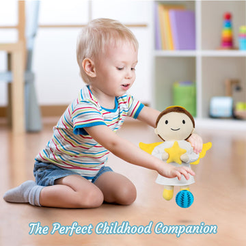 free-space Angel Plush Doll - Boy Baptism Gift, Guardian Angel Toy, Polyester Material, Model TS05W