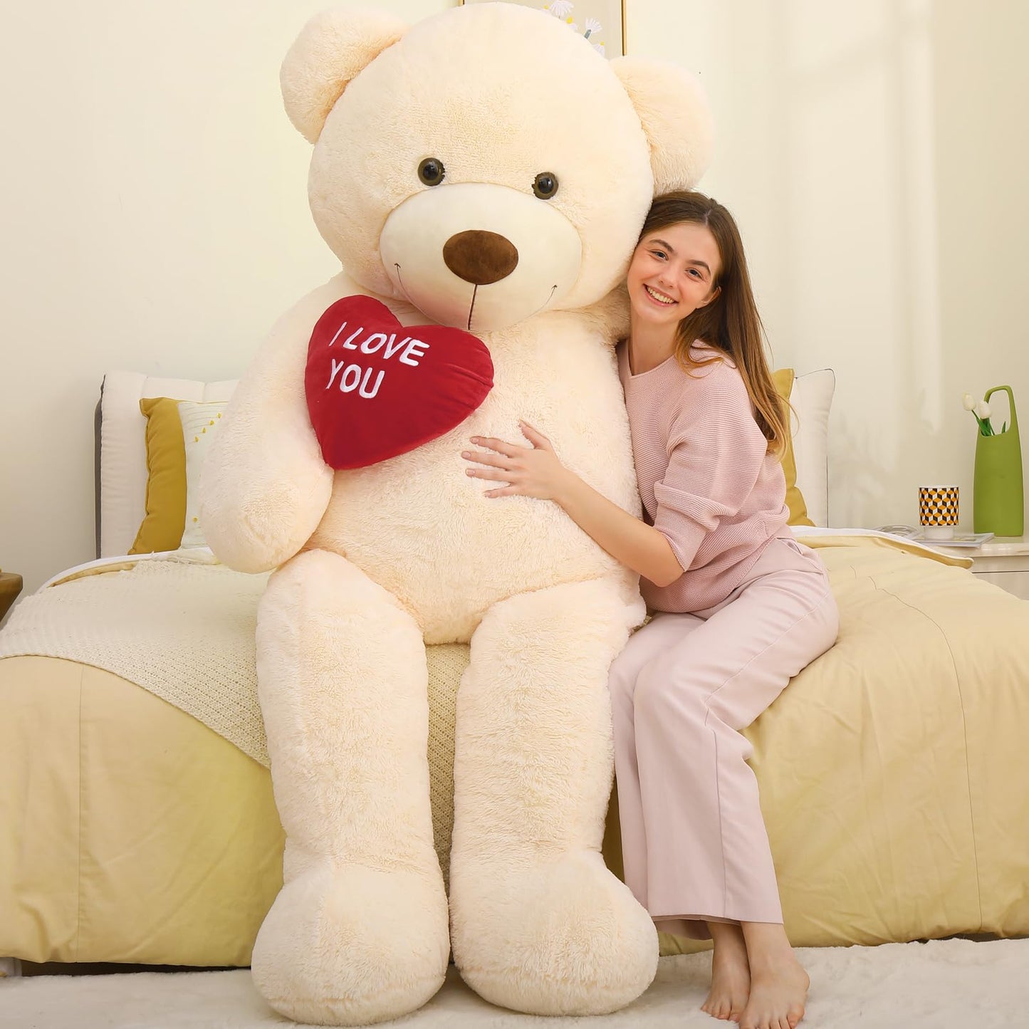 Maogolan Big Teddy Bear 6 Feet For Girlfriend - I Love You Red Heart Giant Teddy Bear Stuffed Animal - Huge Valentines Teddy Bear For Boyfriend,Wife,Lover - Valentine'S, Anniversary, Birthday