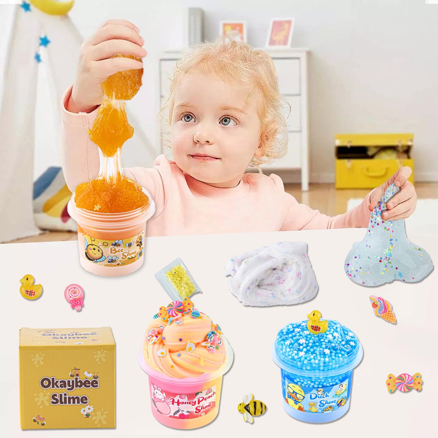 Honeycomb Slime, Squeeze It And Make A Pop Sound, Non-Sticky Crunchy Slime, Slime Party Favors For Girls And Boys Ages 8-12, Sli