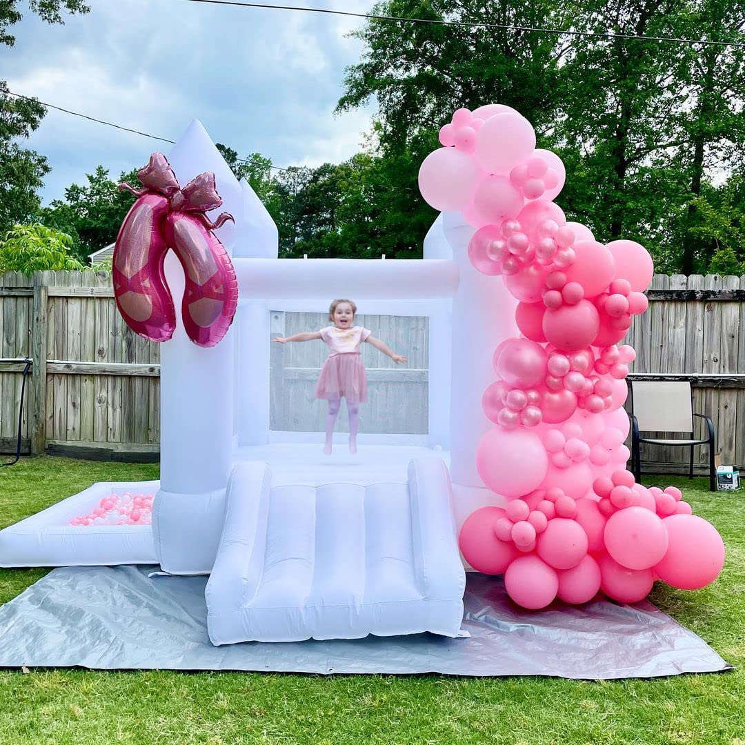 Poyounghu White Bounce House, House With Blower, Inflatable Bouncer, Children'S Toy, Sewn Extra Thick Material For Durability