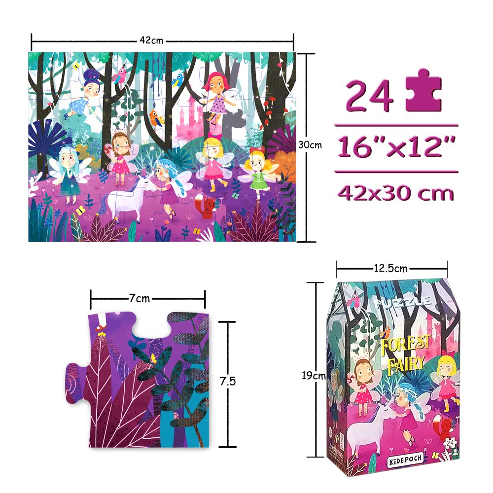 Puzzles For Kids Ages 3-5 Premium 24 Piece (Fairy Forest)