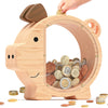 Summidate Wooden Piggy Bank For Kids Large Piggy Bank For Boys And Girls, Cute Unbreakable Wood Money Bank, Creative Saving Money Jar Personalized Present For Child Birthday Christmas & Decor