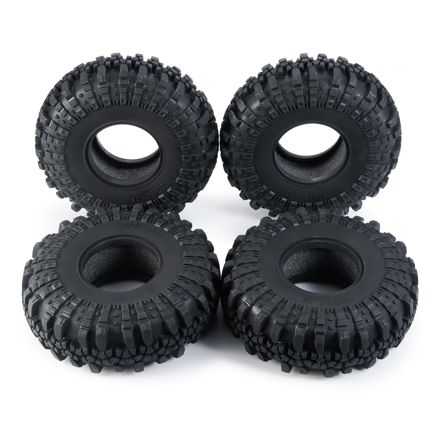 RCLIONS 4pcs 2.2inch RC Rubber Wheel Tyre 137mm/5.3inch with Foam Insert for 1/10 RC Crawler Car Axial Wraith