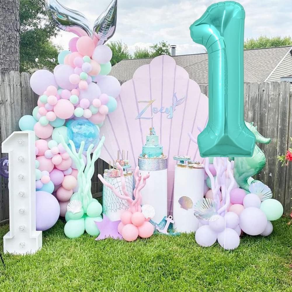Toniful 40 Inch Large Teal Blue Number 13 Balloons Giant Digital 13 Or 31 Helium Balloons, Foil Mylar Big Number Balloons For 13