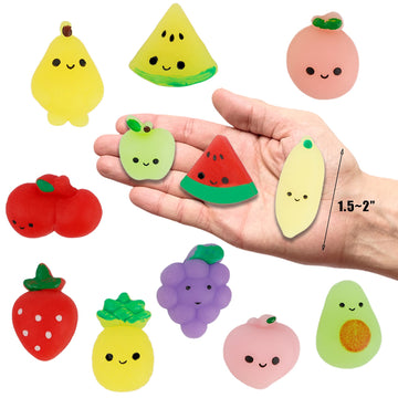 Cllayees 24 Pcs Squishy Toys Fruits Mochi Squishies Mini Kawaii Stress Relief Toys Party Favors for Kids mature-themeds Birthday Gifts Classroom Prizes