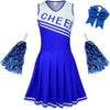 Grajtcin Girls Cheerleader Costume Dress For Kids Halloween Costume 10 Years Cheer Uniform Cheerleading Outfit (150, Blue)