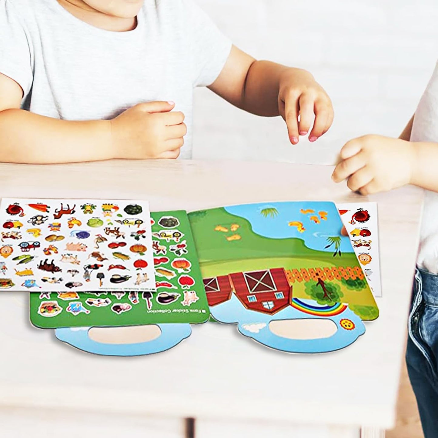 Reusable Sticker Books For Kids, Travel Removable Toddler Farm Sticker Books For 3 4 5 Year Old Girls Boys Birthday Gifts Educational Learning Toys
