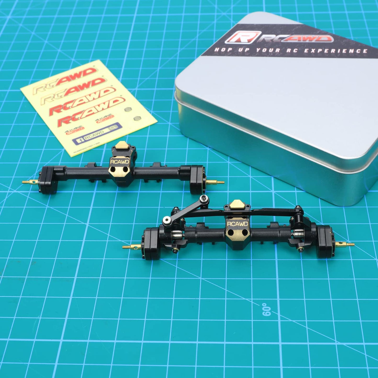 Rcawd Scx24 Upgrades Front Portal Rear Axle Housing & Brass Third Member Housing& Brass Steer Hub Carrier & Portal Gear Housing