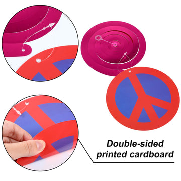 60'S Hippie Theme Party Foil Swirl Decorations, 60S Groovy Party Retro Flower Cutouts Peace Sign Hanging Swirls Ceiling Decorations For 60S Hippie Theme Groovy Party Supplies, 30 Count (Simple)