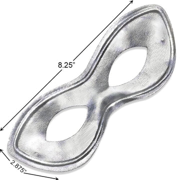 Silver Super Hero Fabric Eye Mask - 2.87'' x 8.25'' - Durable, Comfortable & Perfect Fit - Ideal for Parties, Cosplay & More