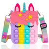Big Pop Purse Unicorn Pop Purse for Girl Pop Bag with Unicorn Pop Toy Shoulder Bag Fidget Toys Pop Fidget Backpack Toy for Kids Backpack Silicone Bag Pop for Xmas Gift Girls