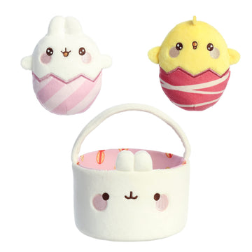 Aurora® Playful Molang Stuffed Animal - White 6" Polyester Easter Basket - Adorable Design - Model 14226