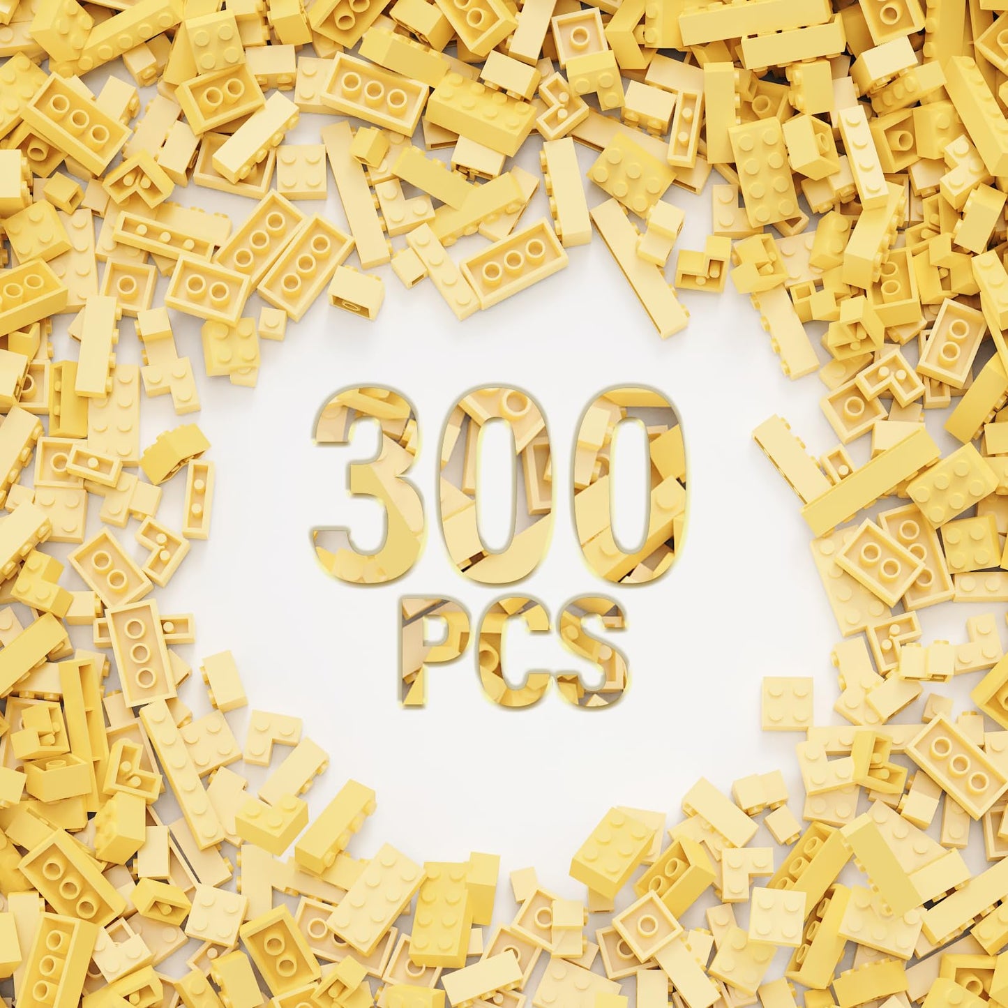 300 Piece Tan Bricks Bulk Assortment Pack, Tan Brick Accessories For Building With 12 Size, Compatible With Lego Parts And Piece