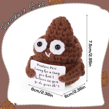 Mini Funny Positive Crochet Poo, 3In Interesting Handmade Knitted Wool Incentive Poo Doll Creative Cute Inspirational Poo Toy Fo