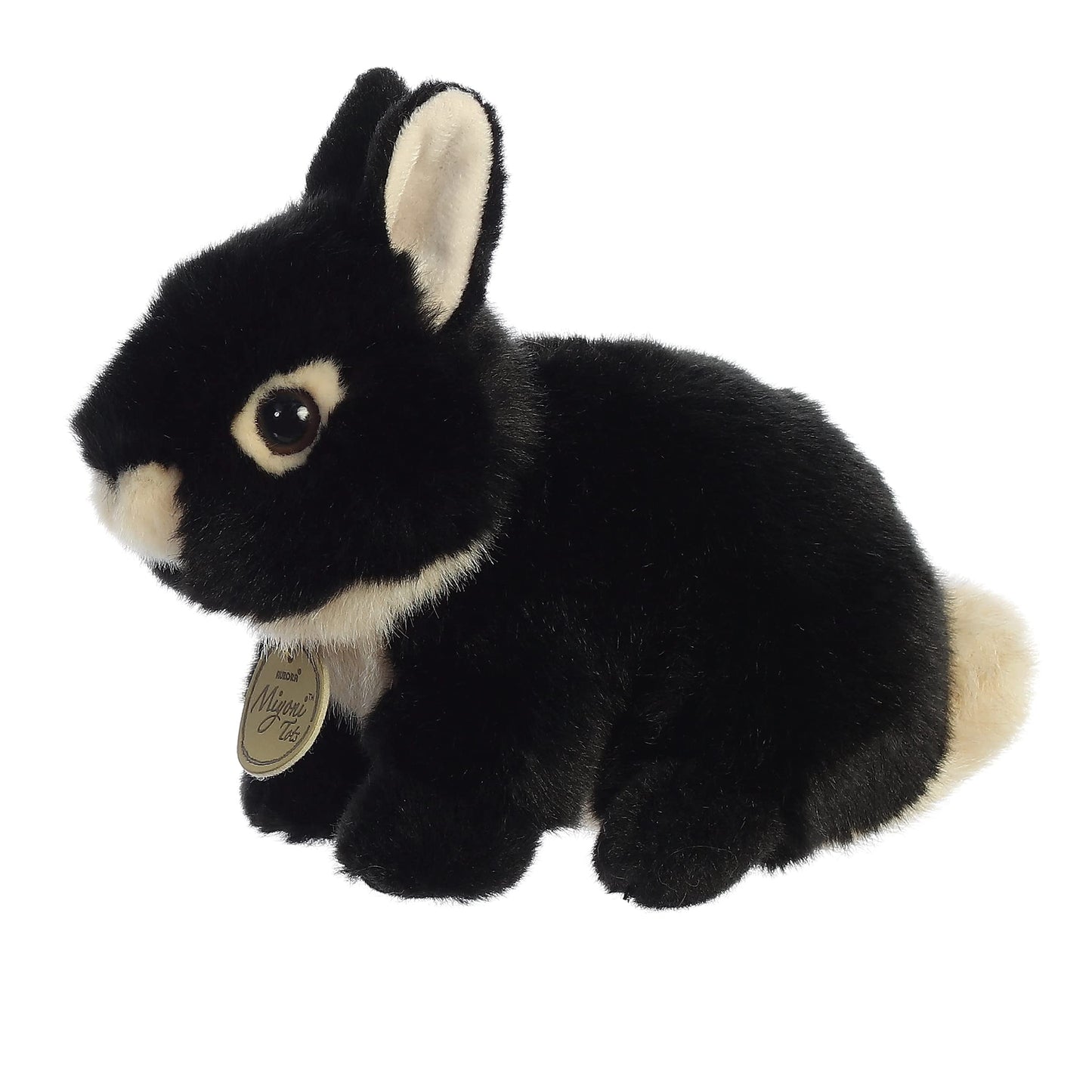 Aurora® Adorable Miyoni® Tots Netherland Dwarf Bunny Stuffed Animal - Lifelike Detail - Cherished Companionship - Black 7.5 Inches