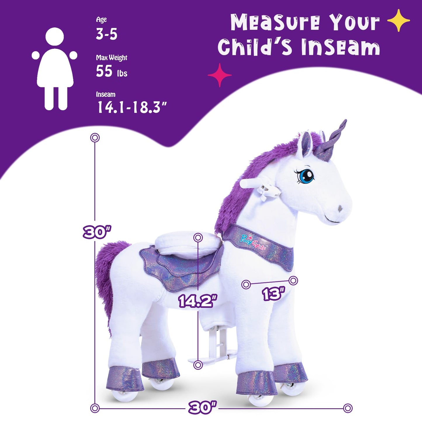 Ponycycle Ride On Unicorn Toys Rocking Horse,Essential Model E Riding Unicorn Mechanical Moving Walking Horse, Giddyup For Children 3 To 5 Years Old Spirit Horse Toys Girls Riding Toys Purple E313