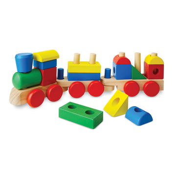 Melissa & Doug Wooden Stacking Train Learning Toy Vehicle With 18 Connecting Pcs Wooden Train Set, Sorting & Stacking Toys For Toddlers Ages 2+