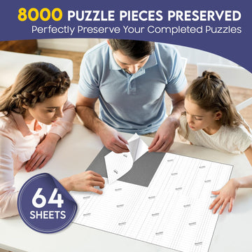 Nariolar Ultra Adhesion Puzzle Glue Sheets, 64 Puzzle Saver Sheets Preserves 8 1000 Pieces Jigsaw Puzzle, Puzzle Saver For Easy