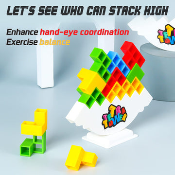 ALKISTA 48 Pcs Tetra Tower Balance Stacking Blocks Game, Board Games for 2 Players+ Family Games, Parties, Travel, Kids & Adults