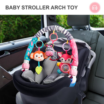 Koty Baby Stroller Arch Toy - Car Seat Toys for Babies 0-6 Months,Activity Arch Toy with Play Accessories, Sensory Travel Crib B