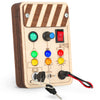 Joyreal Toddler Busy Board, Wooden Montessori Toys for 2 Year Old, Busy Board Toys with LED Light Switch, Sensory Toys Toddler T