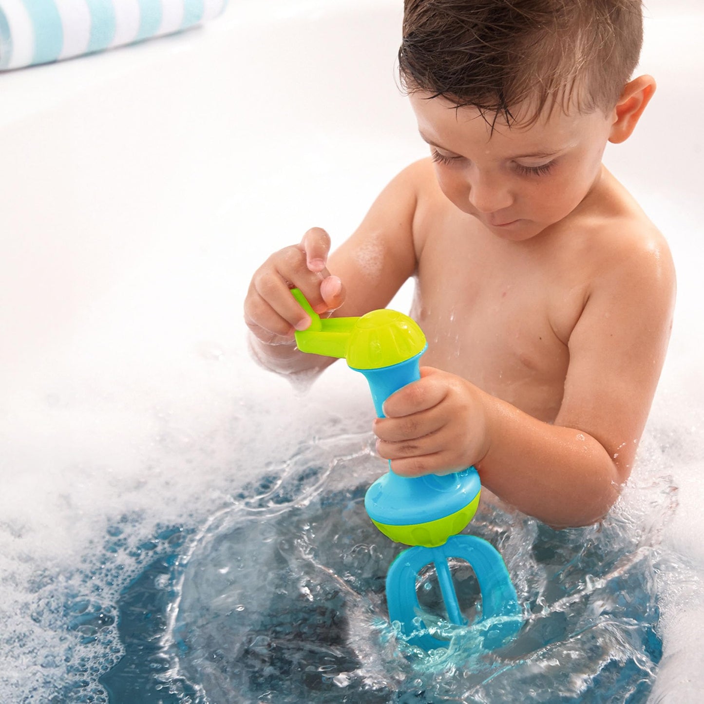 HABA Kids Bubble Bath Whisk 2 Pack - Blue Plastic Bath Toys for Sensory Play & Motor Skill Development