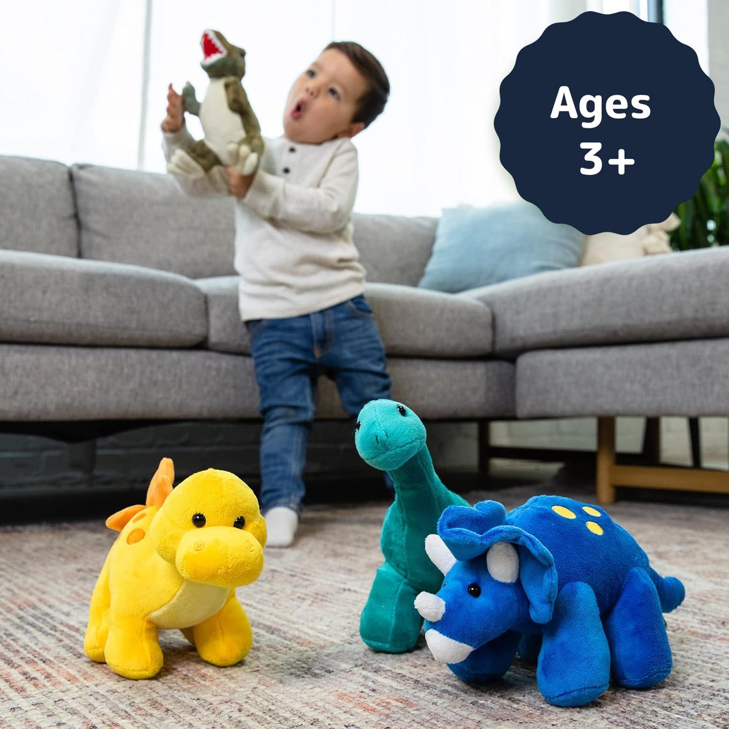 Prextex Plush Dinosaur Stuffed Animal, 4Pk, 10 Inches Cute Dinosaur Plush Toys For Boys And Girls Ages 3+, Stuffed Dinosaurs For Boys, Soft Dino Plush Stuffed Animals Dinosaur Party Favors