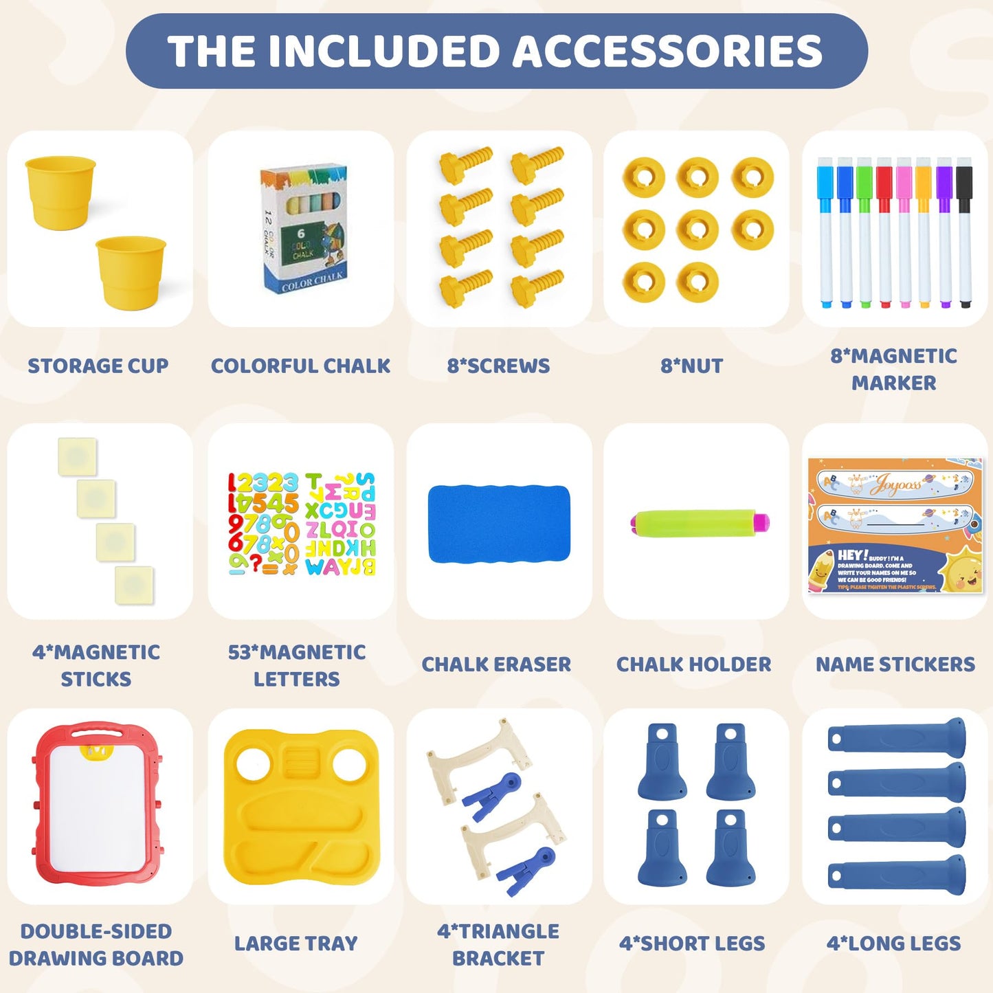 Joyooss Art Easel for Kids Adjustable Toddler Easel Stand for Painting, Magnetic Double Sided Drawing Dry Erase Board w Children