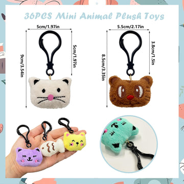 Xipegpa 36 Pcs Mini Plush Animals Toys Small Stuffed Animal Keychains For Goodie Bags Party Favors Classroom Prizes And Easter B