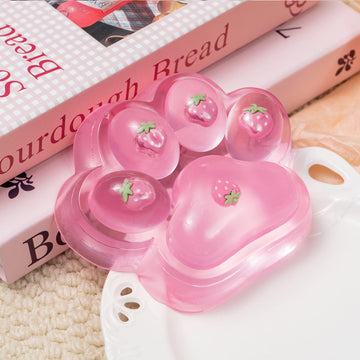 4.92 Inch Big Handmade Taba Cat Paw Squishy Toys Pink Clear Soft Squeeze Toy for Stress Relief Large Funny Sensory Fidget Squishies Suitable for mature-themeds Kids