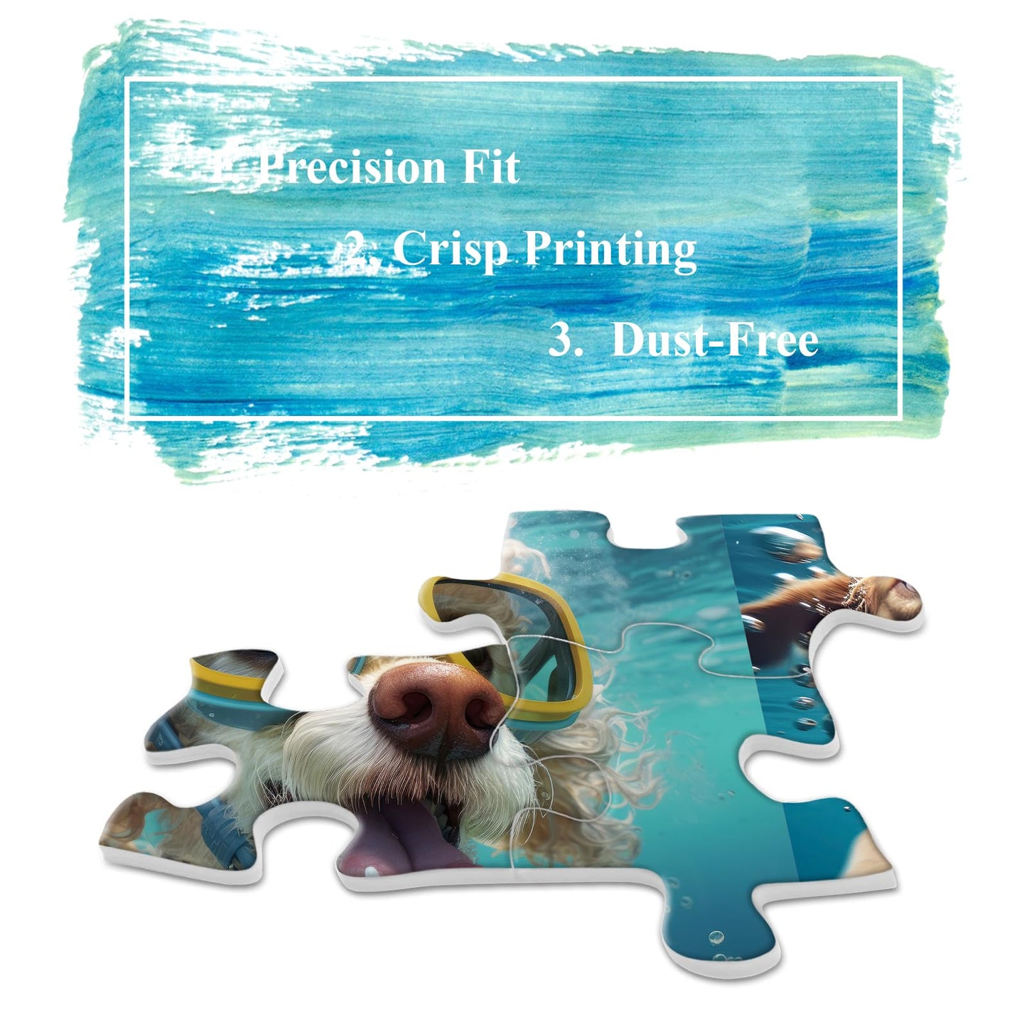 Dog Jigsaw Puzzle For Adults 1000 Piece, Funny Puppy Animal Jigsaw Puzzles, Fun Cool Silly Puzzle With Underwater Dogs