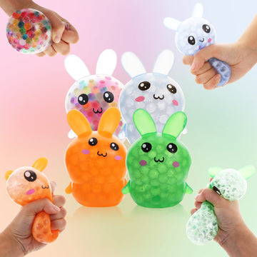 Banerle 4 Pack Squishy Easter Bunny Stress Balls Toys For Adults, Stress Relief Fidget Balls To Relax, Easter Party Favor Gifts,