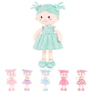 Onetoo Plush Rag Doll My First Baby Doll Soft Baby Doll For Girls Sleeping Cuddle Buddy Doll Wear Green Dress White Polka Dot 14'(Milly Series)
