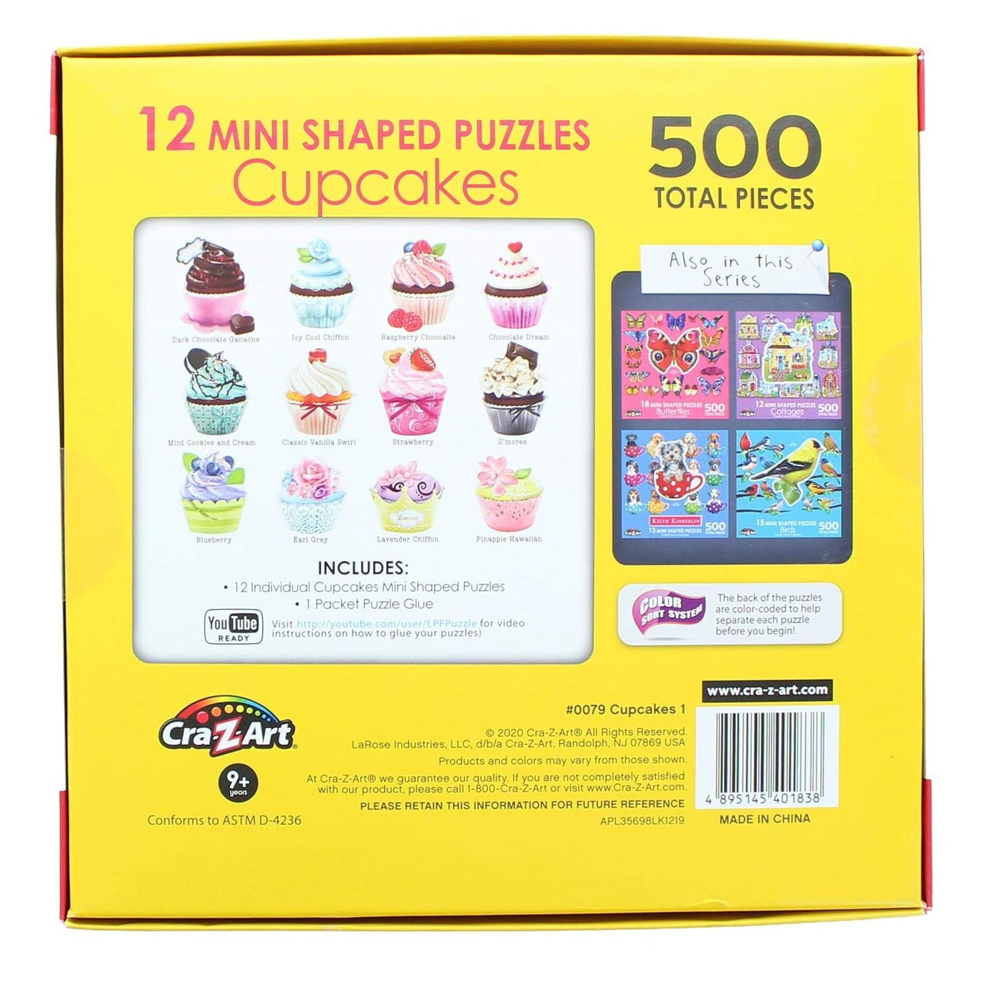 Lafayette Puzzle Factory Cupcakes 12 Mini Shaped Puzzles Total Of 500 Pieces By Lafayette Puzzle Company, Multi-Colored,0079Zzc