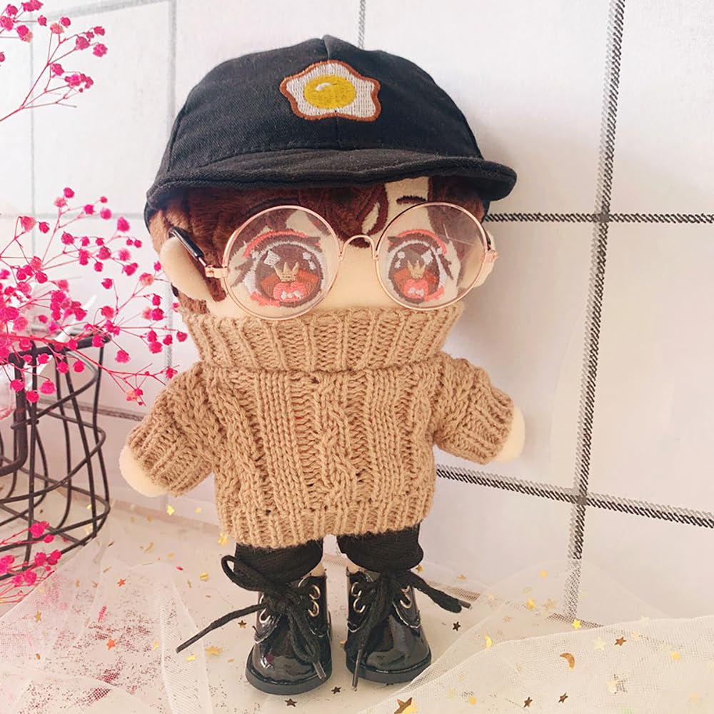 Niannyyhouse Doll Clothes Suit 7.8In/20Cm Plush Doll Clothes Hat + Sweater + Shorts 3-Piece Set Doll Dressup Square Face Hat Den