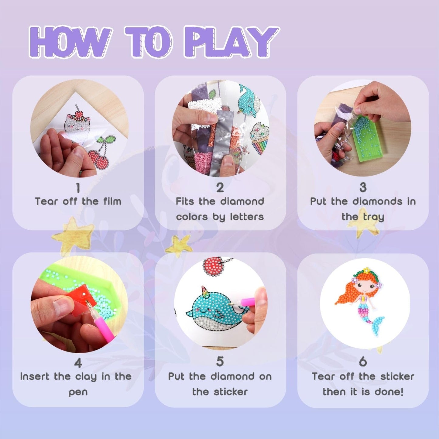 Cymbana Painting Diamond Kits For Kids 18 Pcs Princess And Their Buddy Gen Art Sticker For Kids Ages 6-8 8-12 Contains Unicorn,
