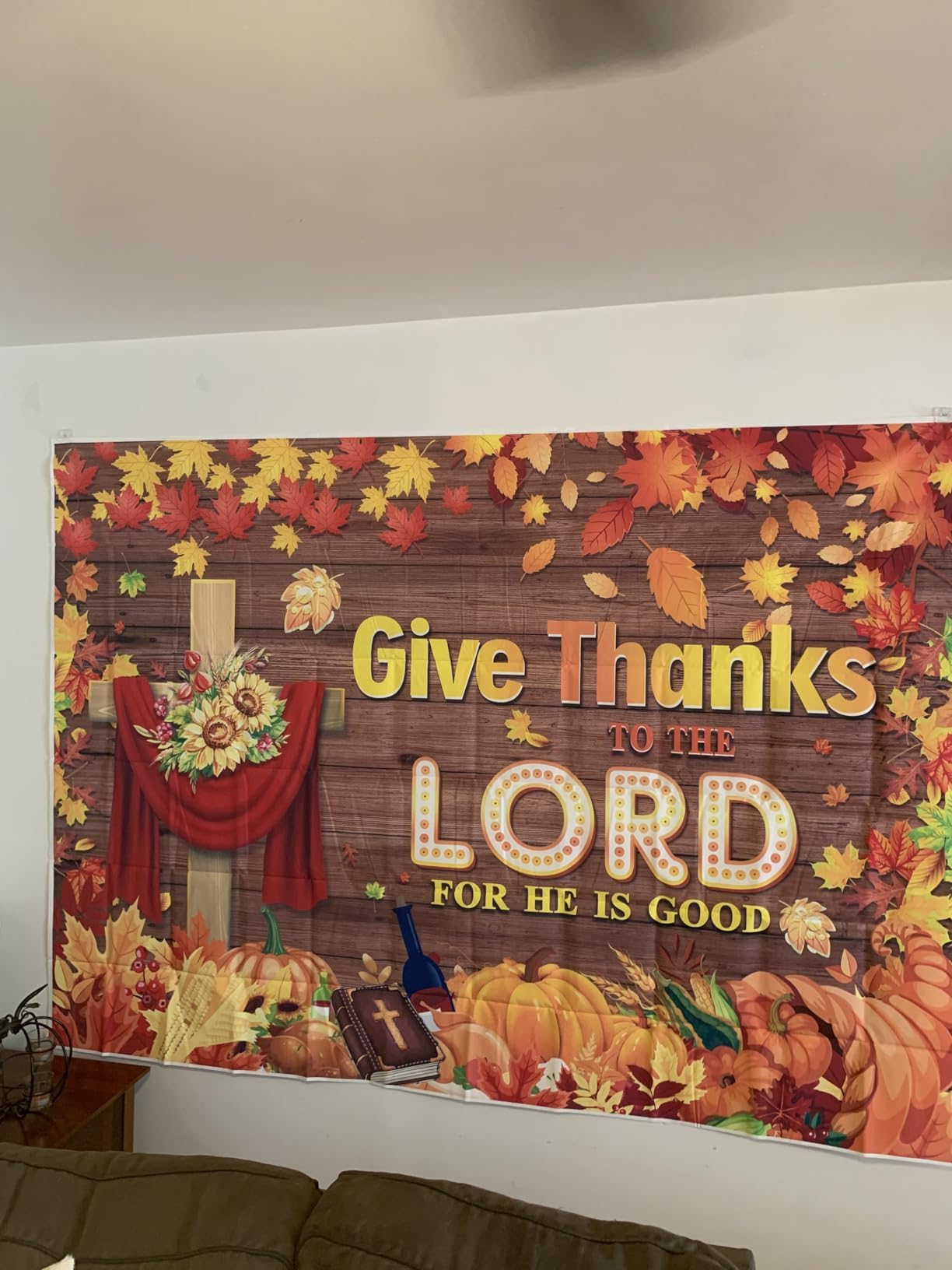 Give Thanks to The Lord Backdrop Banner Fall Thanksgiving Christian Photography Background Thanksgiving Party Supplies Wall Deco